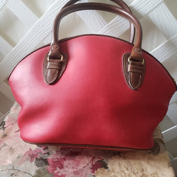 Vintage Red Leather Liz Claiborne Satchel Handbag - Picture 5 of 5
